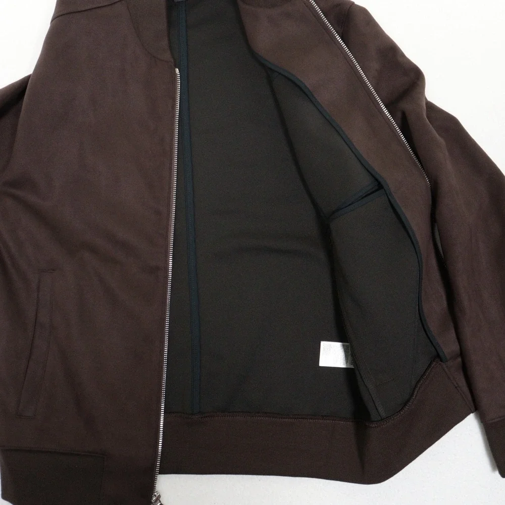 Banana Republic Bomber Jacket Vegan Suede Full Zip Brown Men Small NWOT